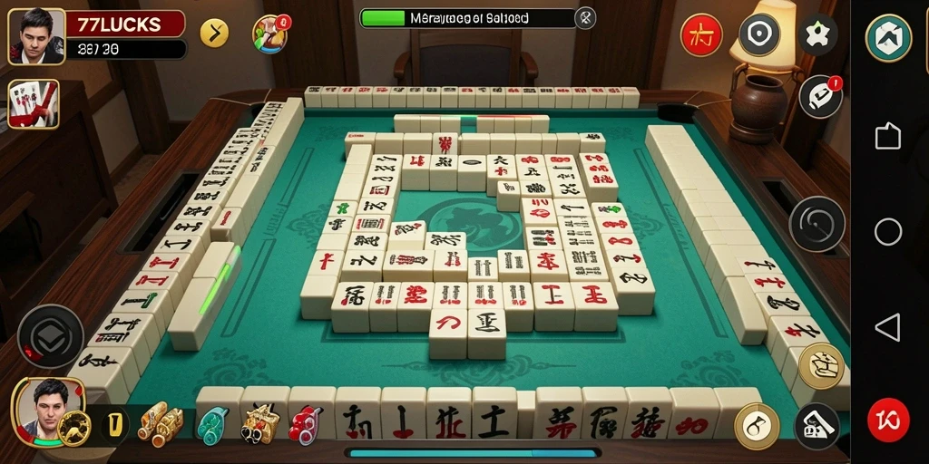 Screenshot gameplay 77LUCKS yang menunjukkan keseruan permainan Mahjong.