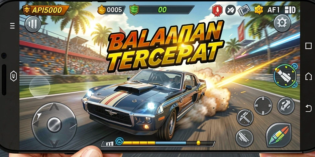 Tampilan gameplay balapan yang mendebarkan di API5000.