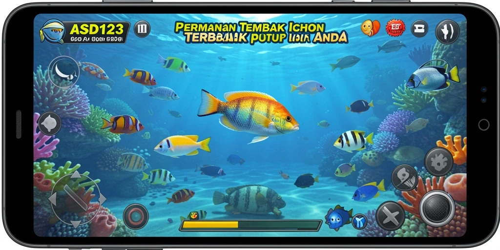 Tangkapan layar gameplay Tembak Ikan yang mendebarkan di ASD123.
