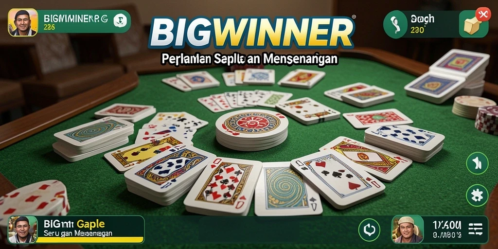 Tampilan utama gameplay Gaple BIGWINNER yang penuh warna.