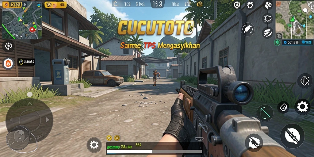 Tampilan gameplay CUCUTOTO yang seru dalam mode TPS.