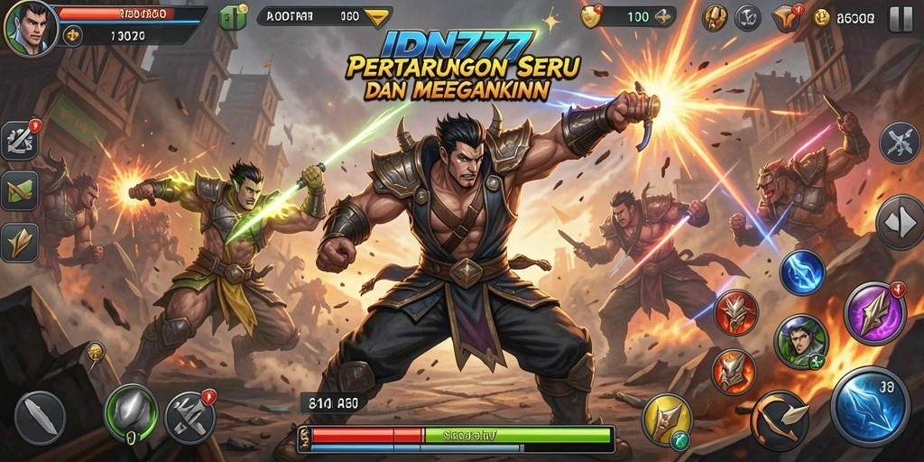 Tampilan aksi pertarungan yang seru dalam IDN777.