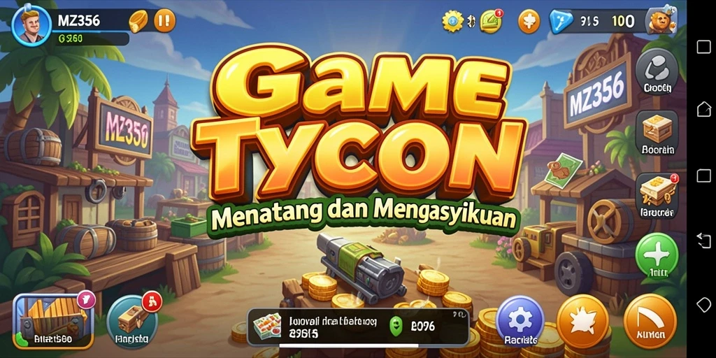 Tampilan gameplay MZ356 yang mendebarkan dalam mengelola bisnis Tycoon.