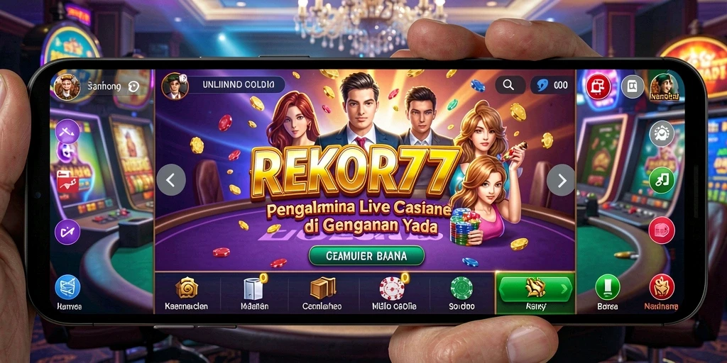 Screenshot gameplay REKOR777 menampilkan dealer Live Casino yang profesional.