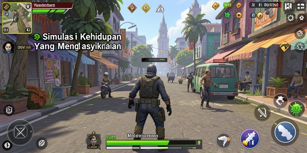 Tampilan gameplay SVIP5 dengan elemen simulasi kehidupan.