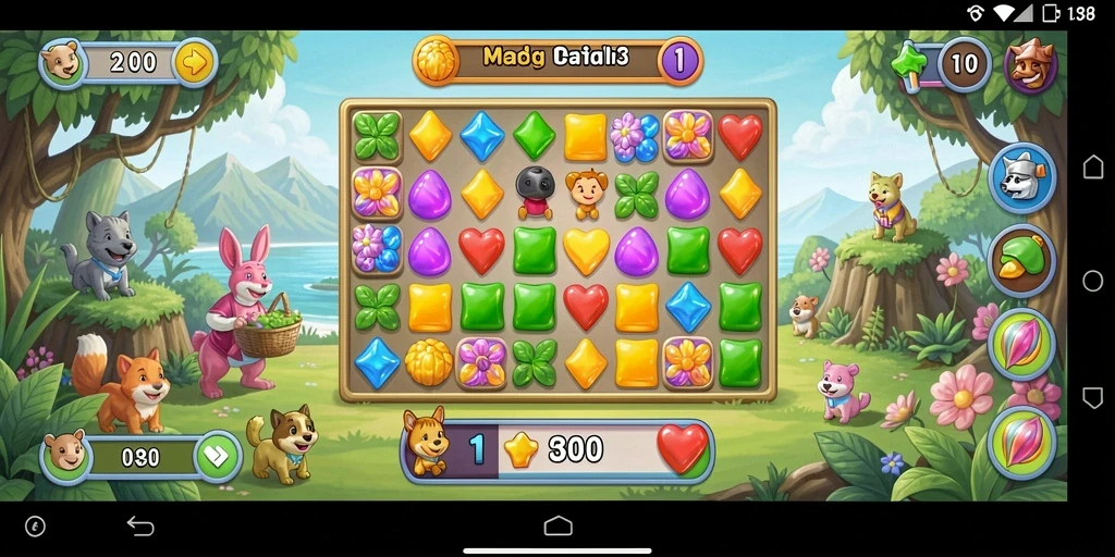 Screenshot gameplay V07 menampilkan aksi seru di dalam permainan Match-3.